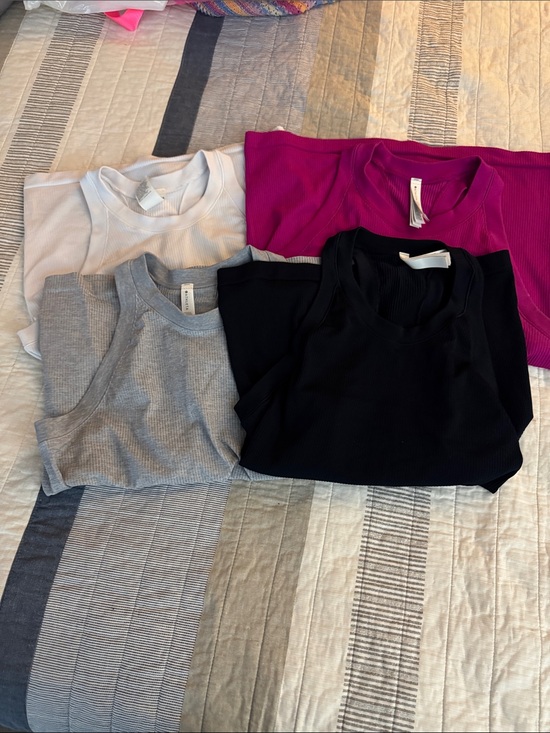 Athleta Tops - Women’s Ribbed Tank Top - Dark blue, Gray, White, Fuchsia